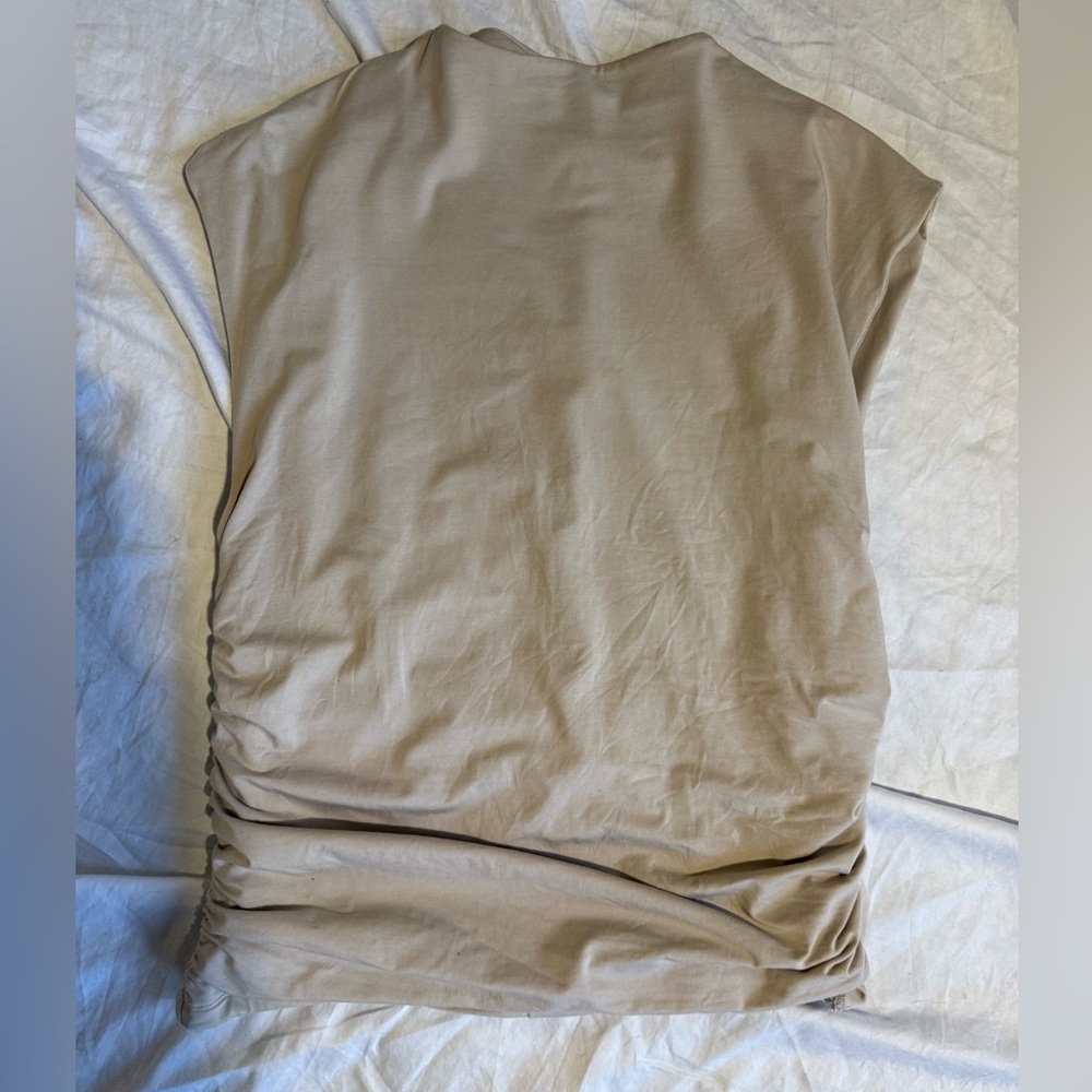 Abercrombie Paloma Tan Ruched Sleeveless Top